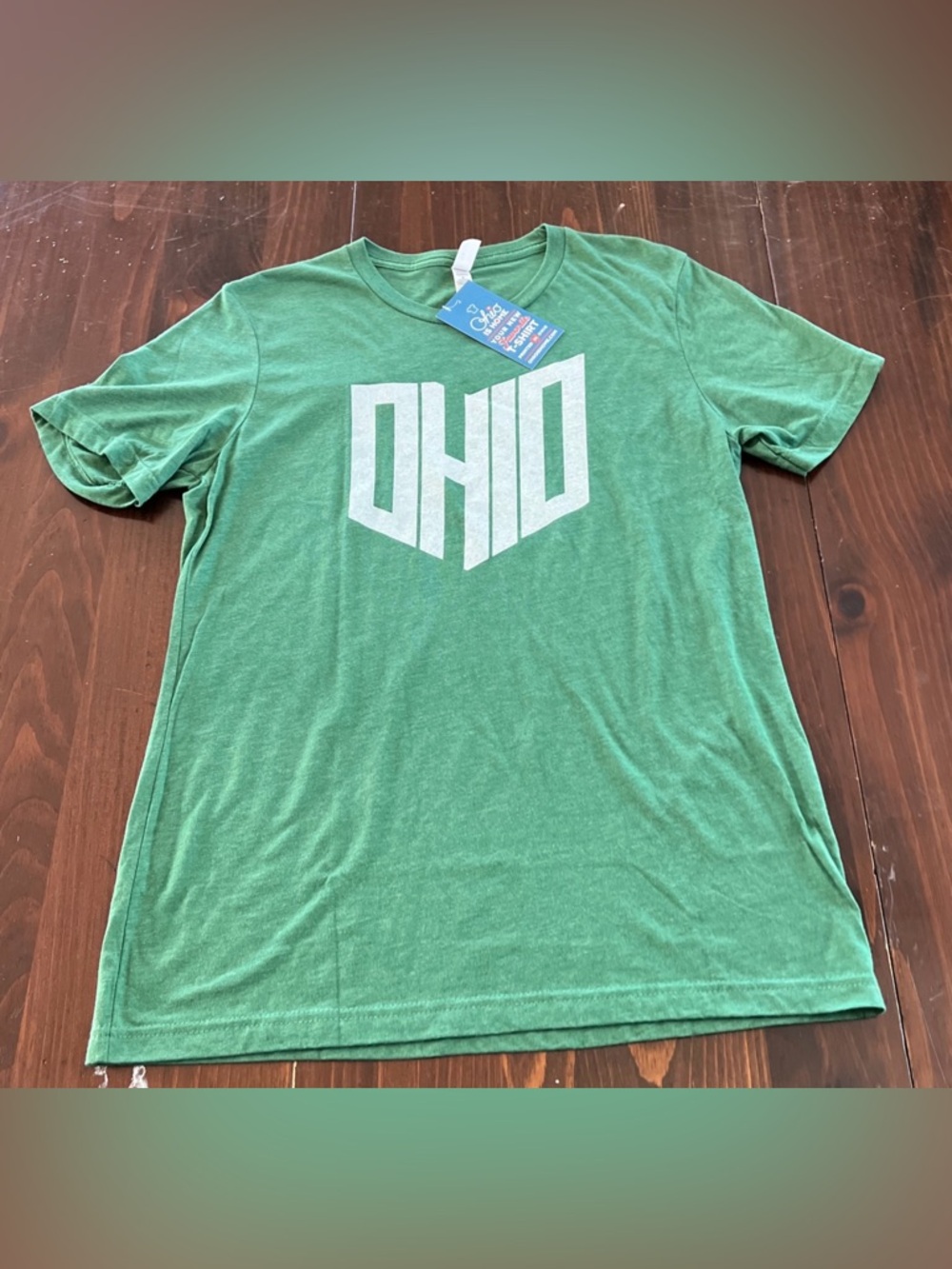 OHIO State Shaped Graphic Green Cotton Blend T-shirt By Ohio Is Home Medium